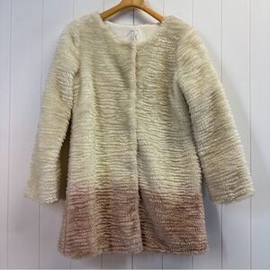 Willow & Clay Women's White Cream and Pink ombré Faux Fur Coat size large